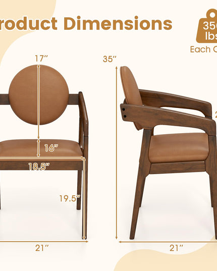 Giantex Wooden Dining Chairs Set of 2/4 PU Leather Upholstered Dining Room Chairs