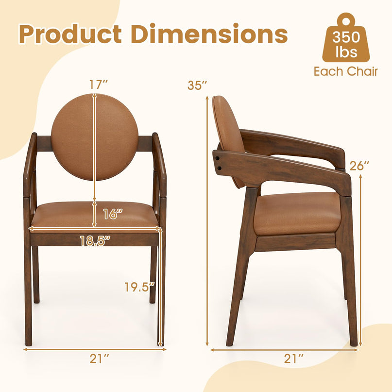 Giantex Wooden Dining Chairs Set of 2/4 PU Leather Upholstered Dining Room Chairs