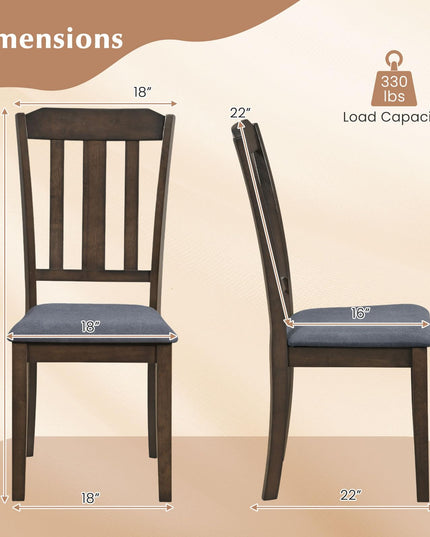 Giantex Wood Dining Chairs Set with Comfortable Backrest & Padded Seat