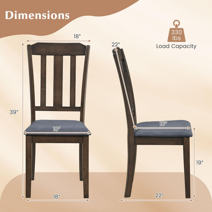 Giantex Wood Dining Chairs Set with Comfortable Backrest & Padded Seat