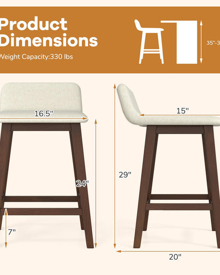 Giantex 24" Bar Stools Set of 2/4 with Low Back for Kitchen Island