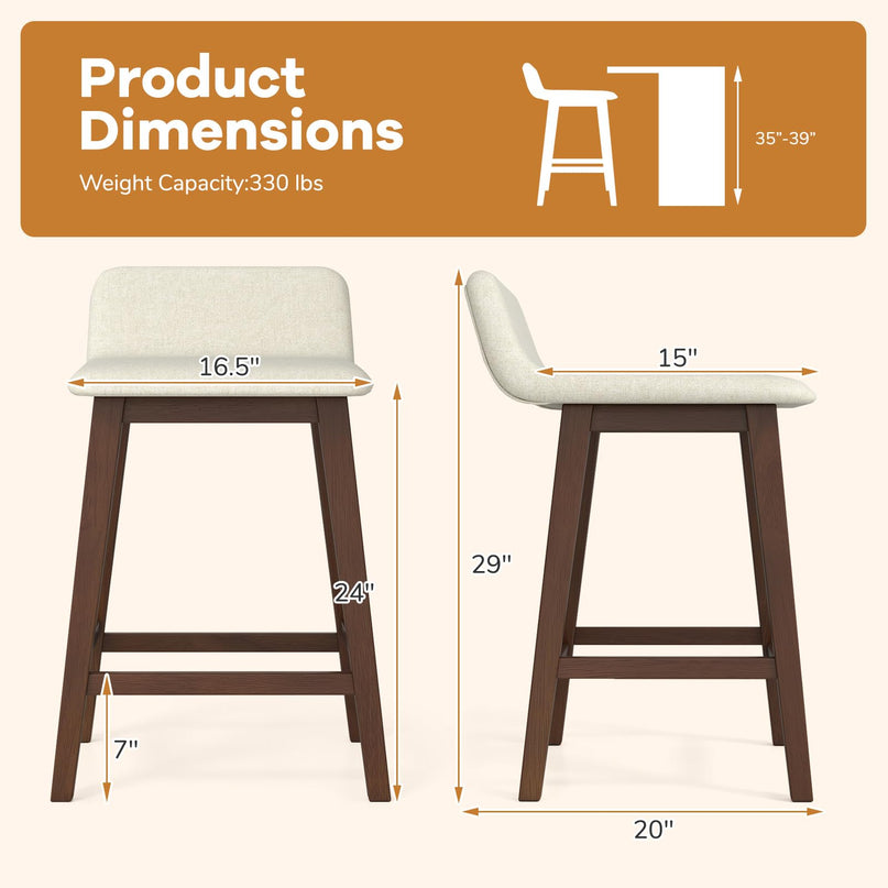 Giantex 24" Bar Stools Set of 2/4 with Low Back for Kitchen Island
