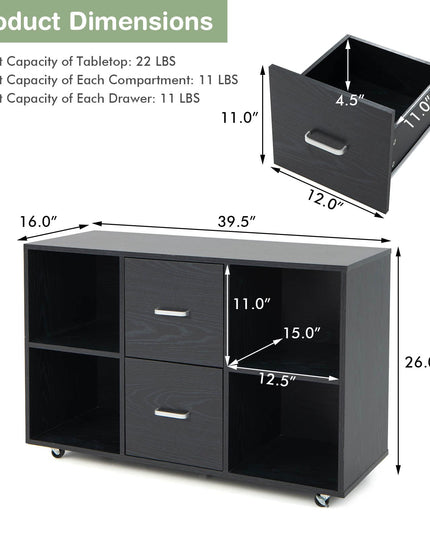 Giantex File Cabinet Office Organization - Filing Cabinet W/ 2 Drawers, 4 Open Compartments