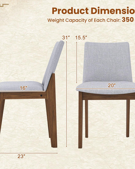 Giantex Upholstered Dining Chairs Set of 2/4, Linen Fabric Wooden Kitchen Chairs w/Rubber Wood Frame