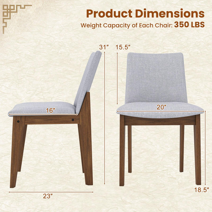Giantex Upholstered Dining Chairs Set of 2/4, Linen Fabric Wooden Kitchen Chairs w/Rubber Wood Frame