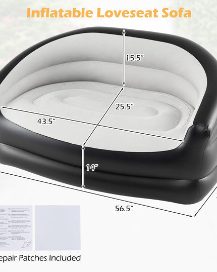 Giantex Inflatable Loveseat Couch | Portable & Foldable 2-Seater Air Sofa for Adults w/Armrests