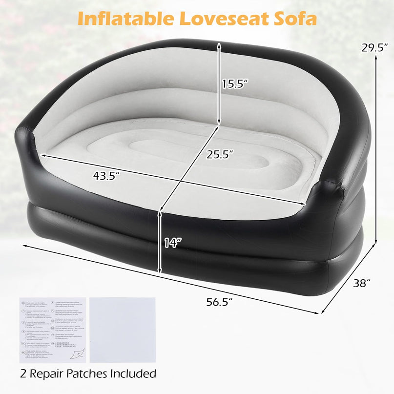 Giantex Inflatable Loveseat Couch | Portable & Foldable 2-Seater Air Sofa for Adults w/Armrests