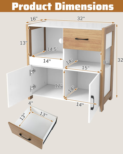 Giantex Sideboard Buffet Cabinet with Pull-Out Shelf Modern Kitchen Buffet Table