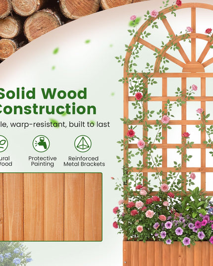 Jardinière surélevée d'extérieur en bois de sapin Giantex 71" avec treillis et trous de drainage