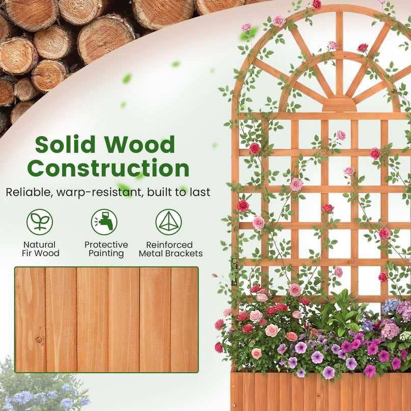Jardinière surélevée d'extérieur en bois de sapin Giantex 71" avec treillis et trous de drainage
