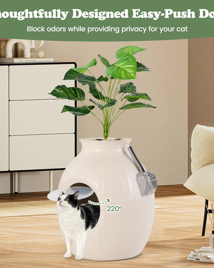 Giantex Cat Litter Box Plant - Hidden Litter Box Furniture with Lights
