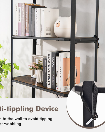 Giantex Industrial Bookshelf, 5-Tier Vintage Bookcase