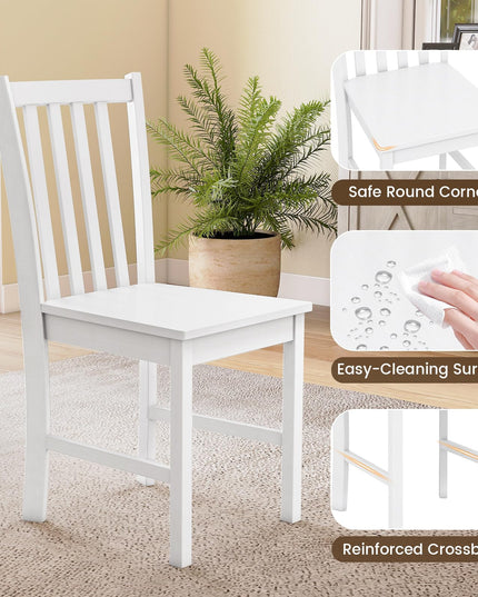 Giantex Wooden Dining Chairs Set of 2/4 100% Solid Rubber Wood Kitchen Chair