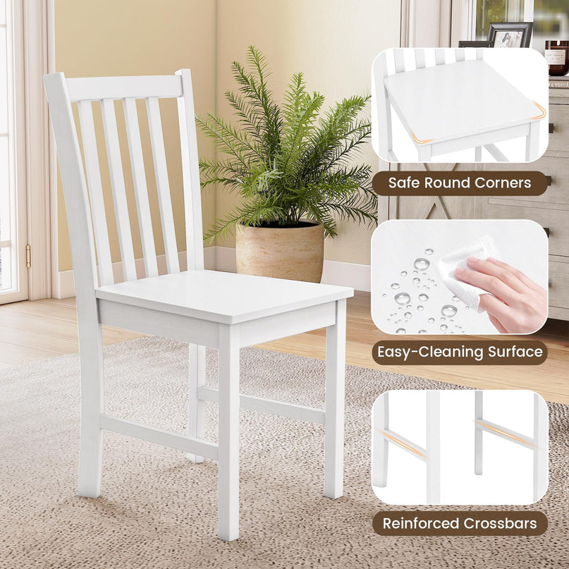 Giantex Wooden Dining Chairs Set of 2/4 100% Solid Rubber Wood Kitchen Chair