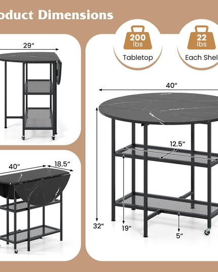 Giantex Folding Dining Table with Lockable Wheels