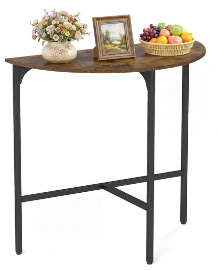 GIANTEX 32" Narrow Half Moon Console Table with Metal Frame & Anti-tip Kits