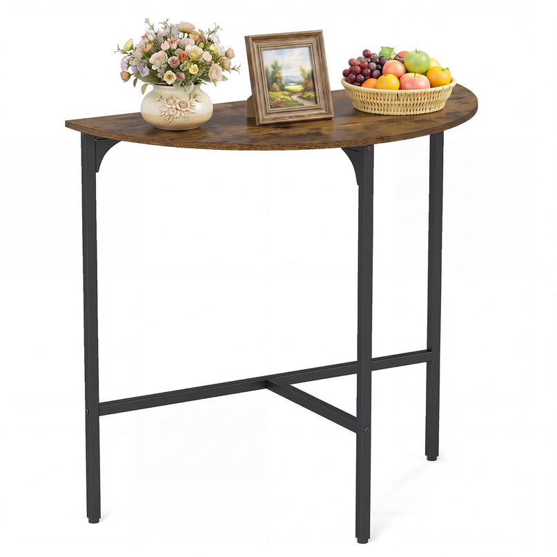 GIANTEX 32" Narrow Half Moon Console Table with Metal Frame & Anti-tip Kits