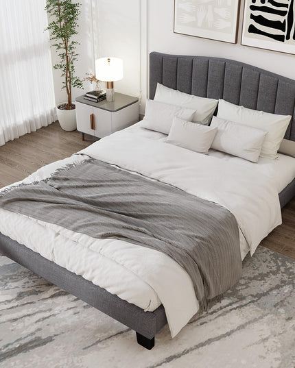 Giantex Queen Bed Frame with Adjustable Arch Tufted Headboard
