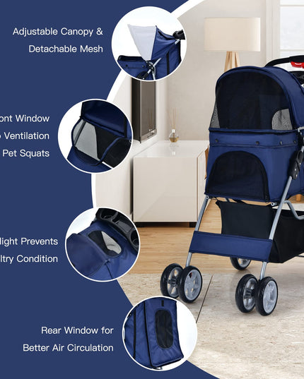 Pet Stroller for Small Medium Dogs Cats Puppy - Giantex