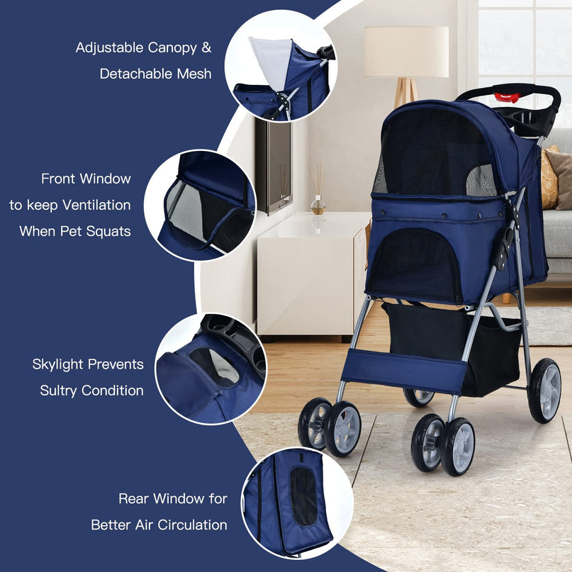 Pet Stroller for Small Medium Dogs Cats Puppy - Giantex