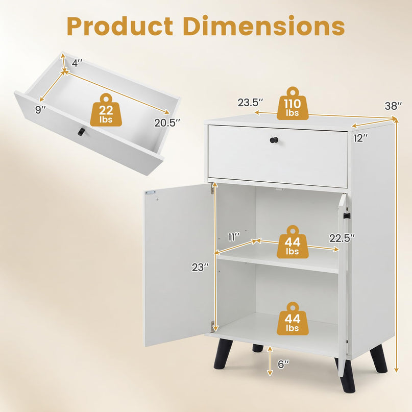 Giantex Kitchen Buffet Cabinet with 1 Drawer 2 Doors & Adjustable Shelf