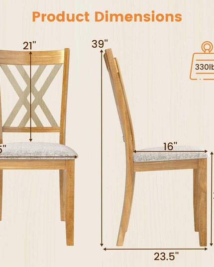 Giantex Wooden Dining Chairs Set of 2/4 Linen Fabric Upholstered Kitchen Chair