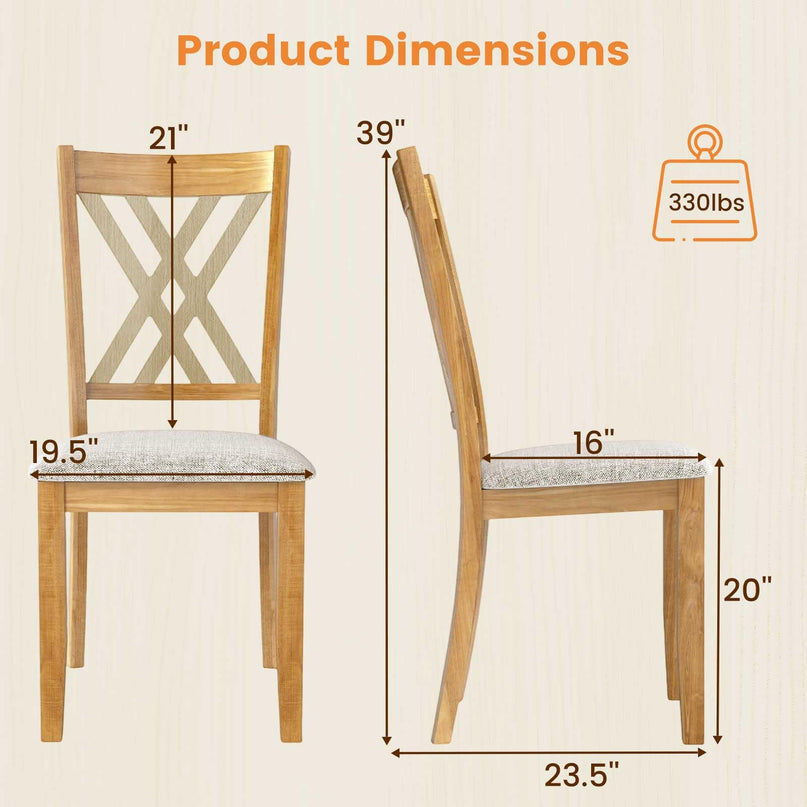 Giantex Wooden Dining Chairs Set of 2/4 Linen Fabric Upholstered Kitchen Chair