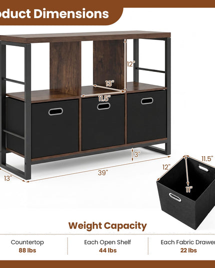 GIANTEX 6 Cube Storage Organizer with 3 Storage Bins 2-Tier Bookcase