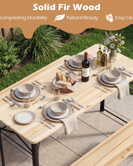 Giantex 3-Piece Folding Picnic Table with Benches Set for 4 (47")