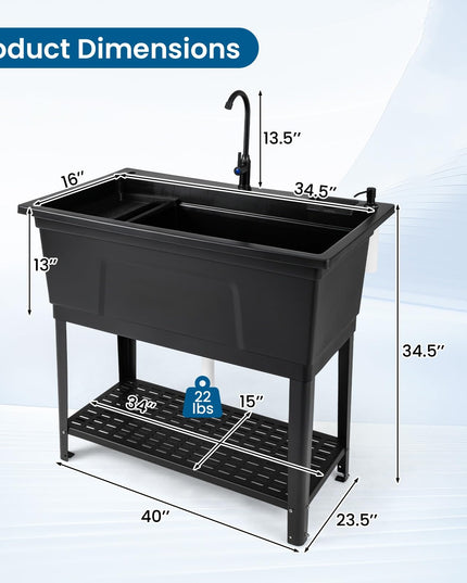 Giantex Freestanding Utility Sink with Bottom Storage Shelf