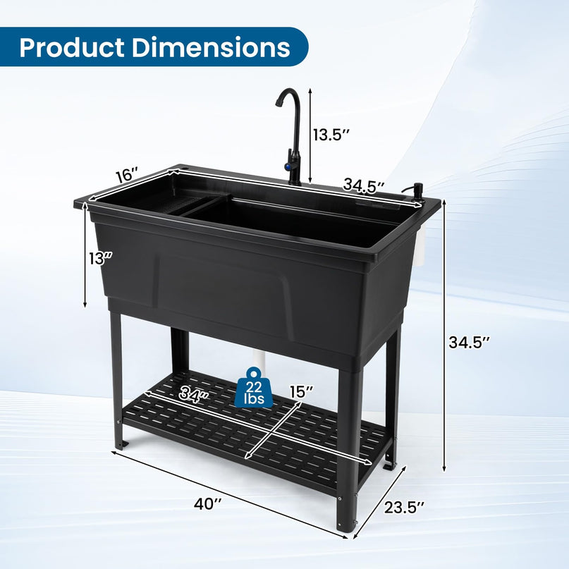 Giantex Freestanding Utility Sink with Bottom Storage Shelf