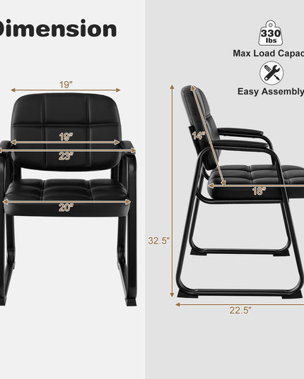 Giantex Waiting Room Chairs, Reception Guest Chair with Padded Armrests, Metal Frame & Sled Base