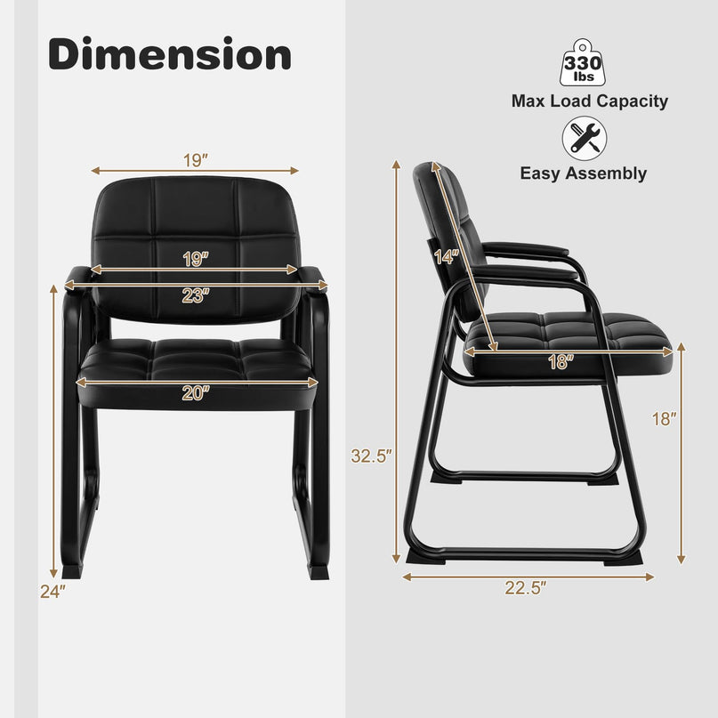 Giantex Waiting Room Chairs, Reception Guest Chair with Padded Armrests, Metal Frame & Sled Base