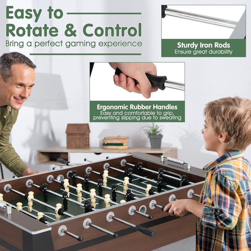 Giantex 54” Foosball Table, Foosball Table Adult Size with 2 Balls, Wood Football Table