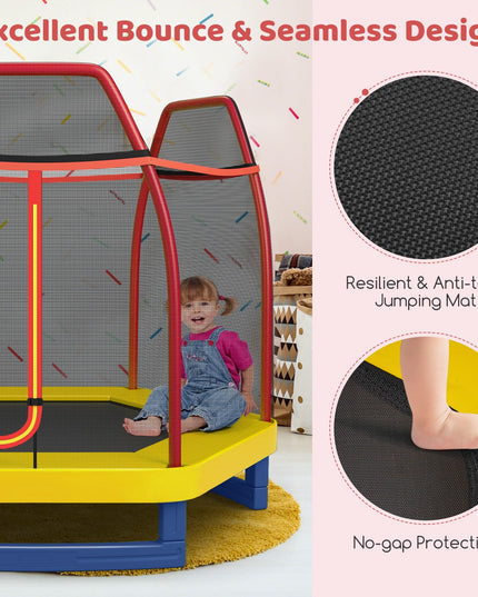 Giantex 7 Ft Kids Trampoline w/Safety Enclosure Net