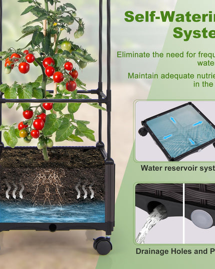 Giantex Raised Garden Bed with Tomato Cages, 67” Adjustable Height