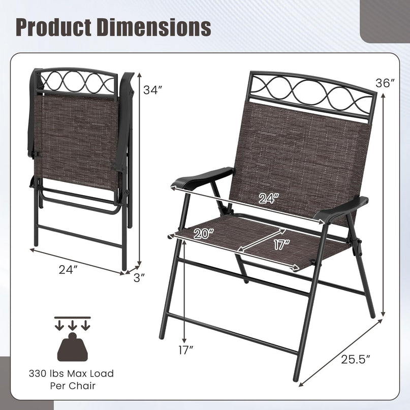 Giantex Set of 4 Patio Folding Chairs with Armrest and Metal Frame