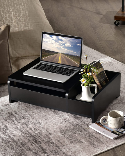 Countertop Vanity with Flip Top Mirror, 24inch Tabletop Laptop Desk with 2 Compartments Organizer