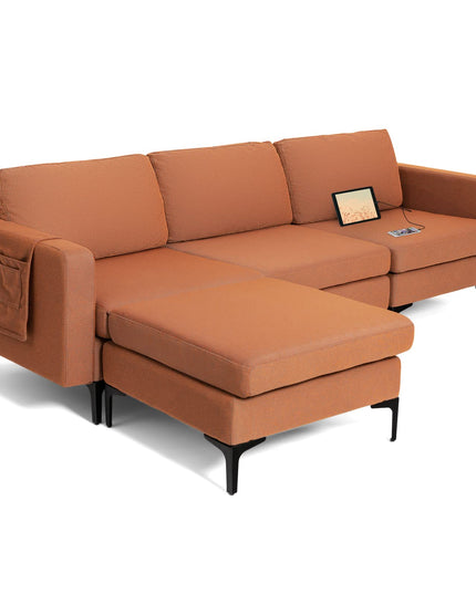 Giantex 94.5" L Convertible Sofa Couch, 3 Seat Sectional Sleeper with USB Ports & Socket