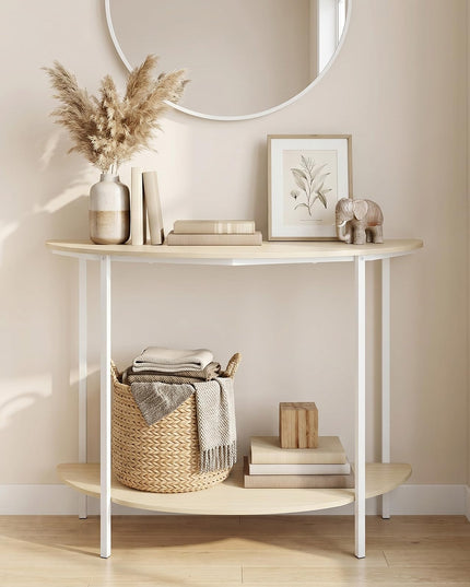 Giantex Half Moon Console Table | 40" Narrow Entryway Table with Storage Shelf