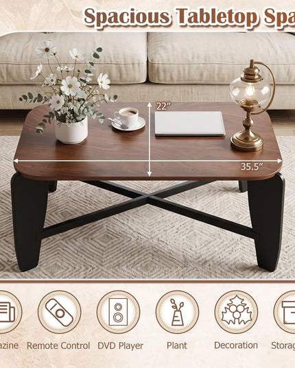 GIANTEX Wood Coffee Table 35.5" Center Table for Living Room