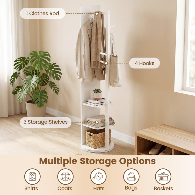 Giantex 65.5" Swivel Full Length Mirror with Coat Rack