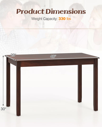 Giantex Dining Table for 4 People, 48” x 29” Kitchen Table with Wood Legs, Rectangular Dinner Table for Small Space