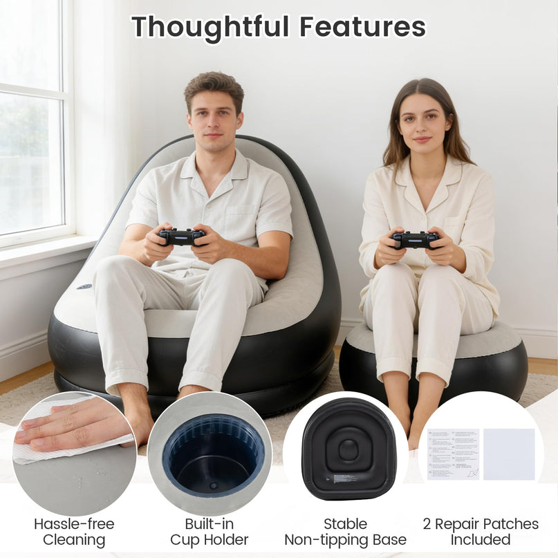 Fauteuil gonflable Giantex avec pouf pour adultes