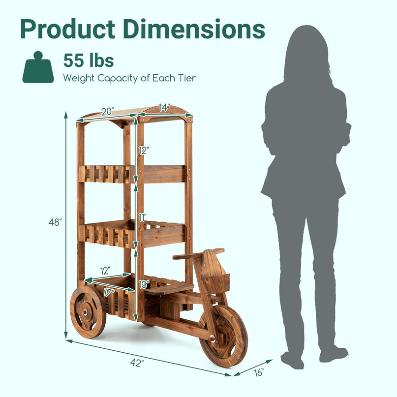 GIANTEX 3-Tier Tricycle Plant Stand with Canopy