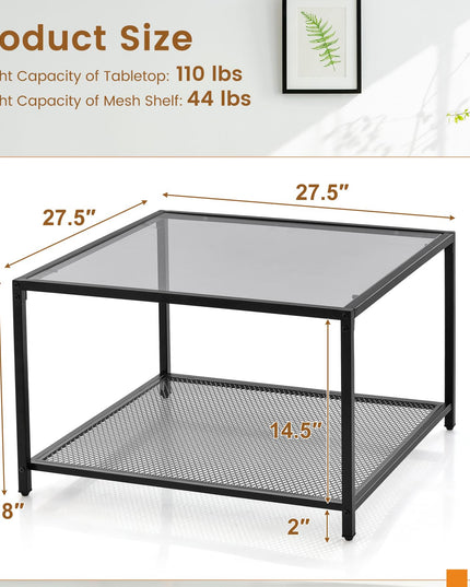 Giantex 27.5" Square Coffee Table