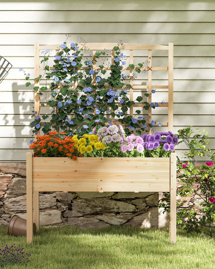 Giantex Raised Garden Bed with Trellis Outdoor Horticulture Planter
