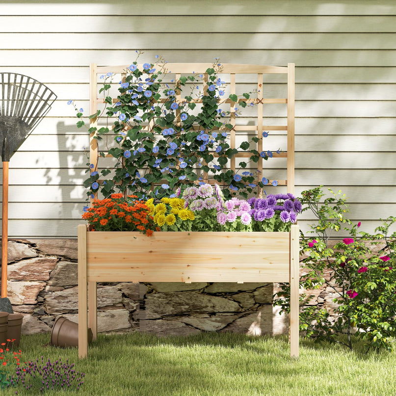 Giantex Raised Garden Bed with Trellis Outdoor Horticulture Planter