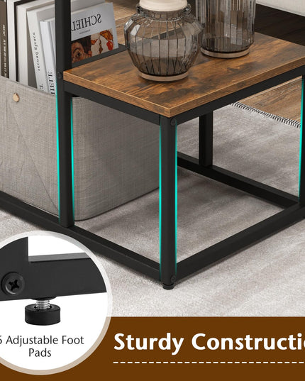 Giantex TV Stand for 50-Inches TVs - Industrial Sofa Table with Open Storage Shelves, 2-Tier Display Rack
