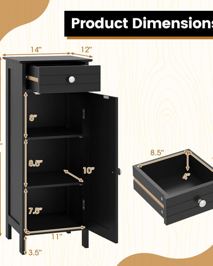 Giantex Meuble de Rangement Étroit pour Salle de Bain 34,5”